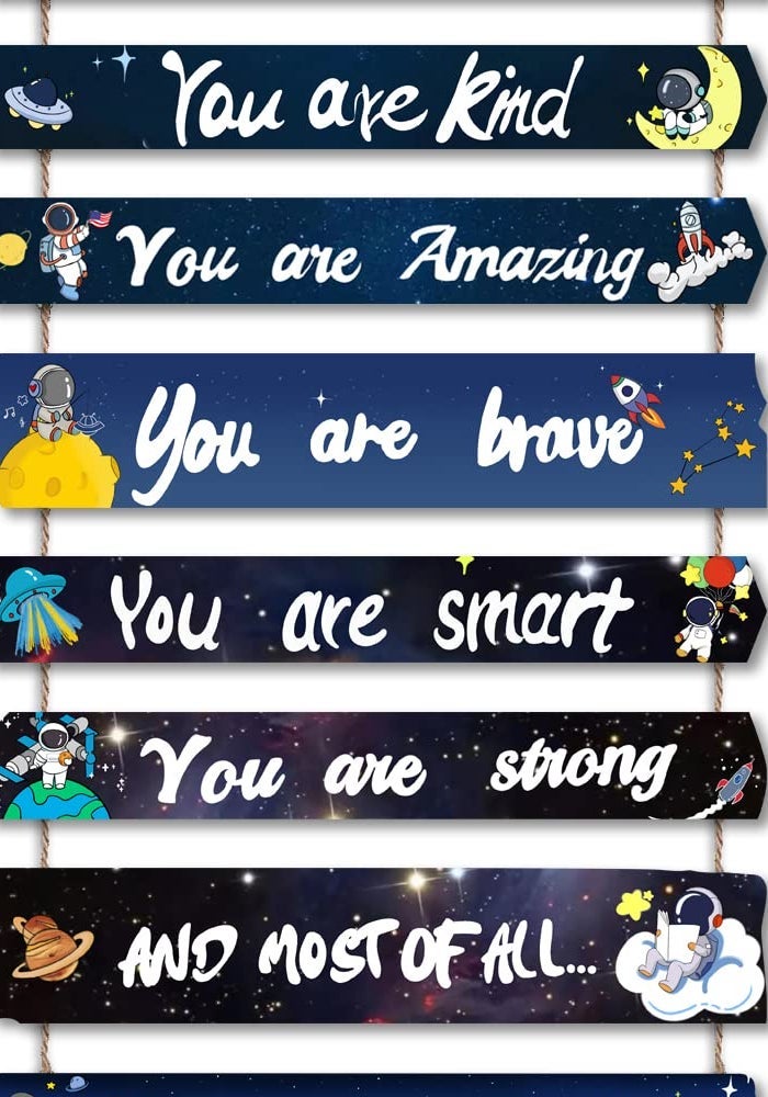 JEVUVU Outer Space Room Decor for Teen Boys Aesthetic, Cool Bedroom Wall Decor for Baby Boy, Navy Blue Kids Wall Art Signs, Fun Stuff Black Decorations for Nursery Bed Room Dorm Classroom Bathroom - Image 1